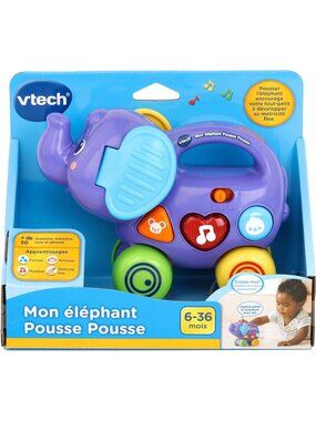 VTech Mon Elephant Pousse Pousse Toddler Gift (French Version)6M+ New In Box
